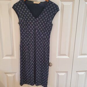 Tory Burch navy silk dress filigree print